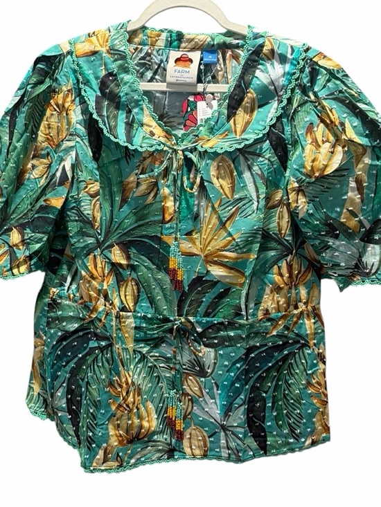 FARM Rio Tops - 🌴FARM Rio Tropical Puff Sleeve Babydoll Blouse w/Beaded Tassels🌴